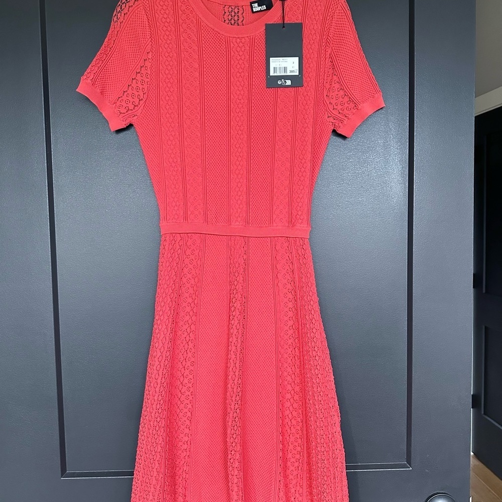 NWT | The Kooples | Red Knit Midi Dress with Cut Out Open Back - Picture 3 of 11